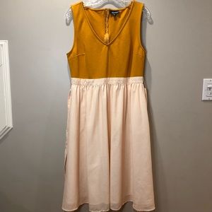 ModCloth Sleeveless Mustard Yellow MIDI Dress